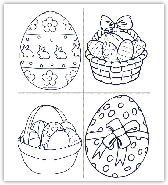 Ovos e cestos de Pscoa